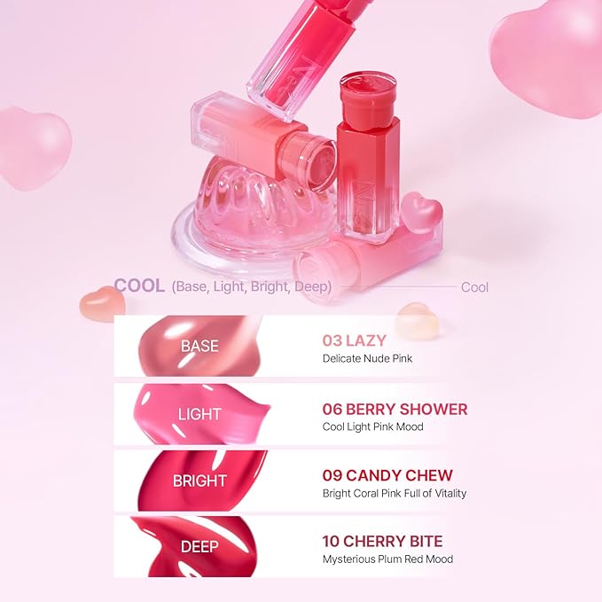 2aN Glaze Bouncing Tint – Lightweight, Moisturizing Lip Tint with High-Shine Finish, Smooth, Light Plumping, Comfortable Wear, Korean Makeup (Berry Shower, 0.16 oz)-FemmiqueWomen