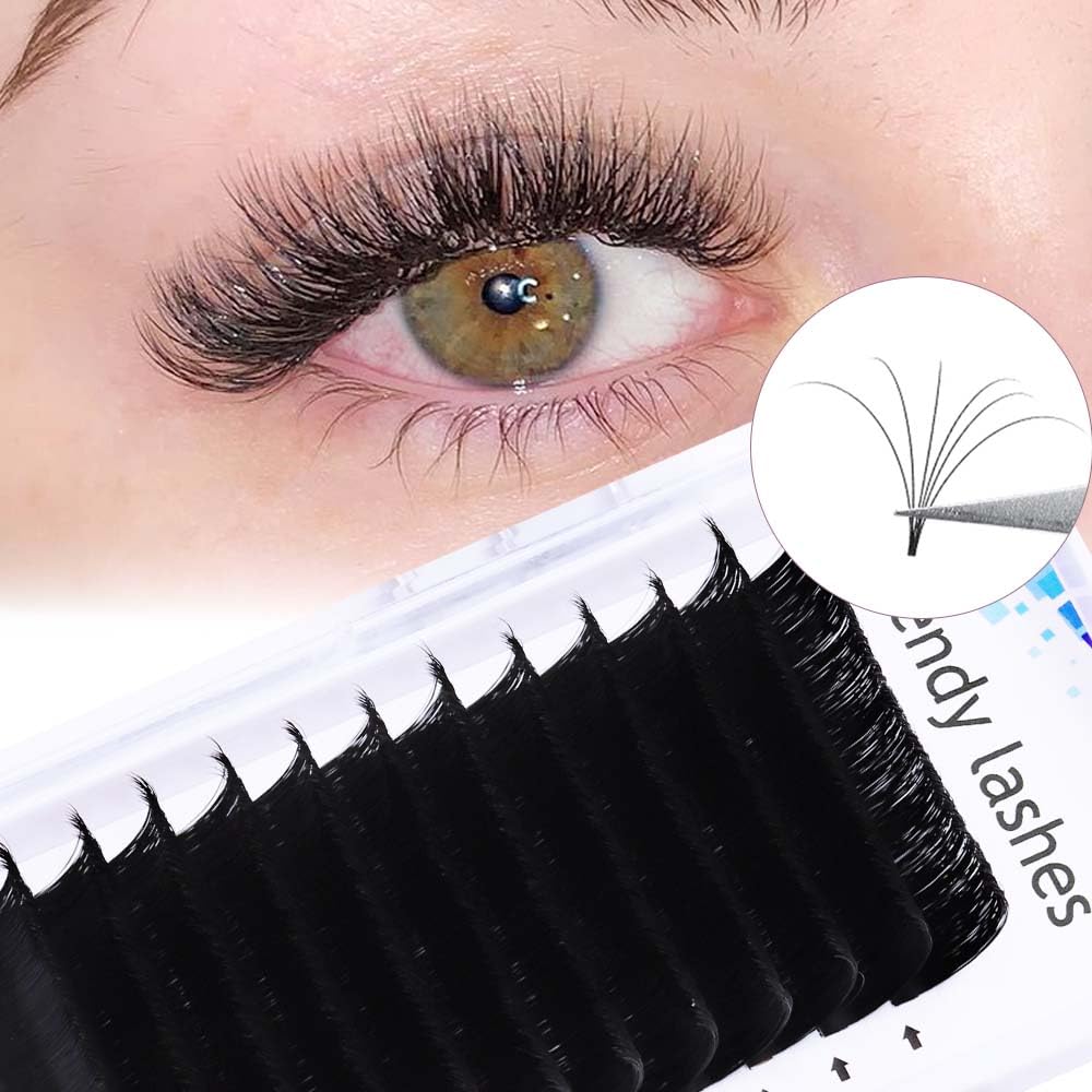 Easy Fan Volume for Lash Artists: Wendy, Handmade Fans for Eyelash Extensions, Self Fanning, Blooming, C-KH, Black, D-0.05-14-FemmiqueWomen