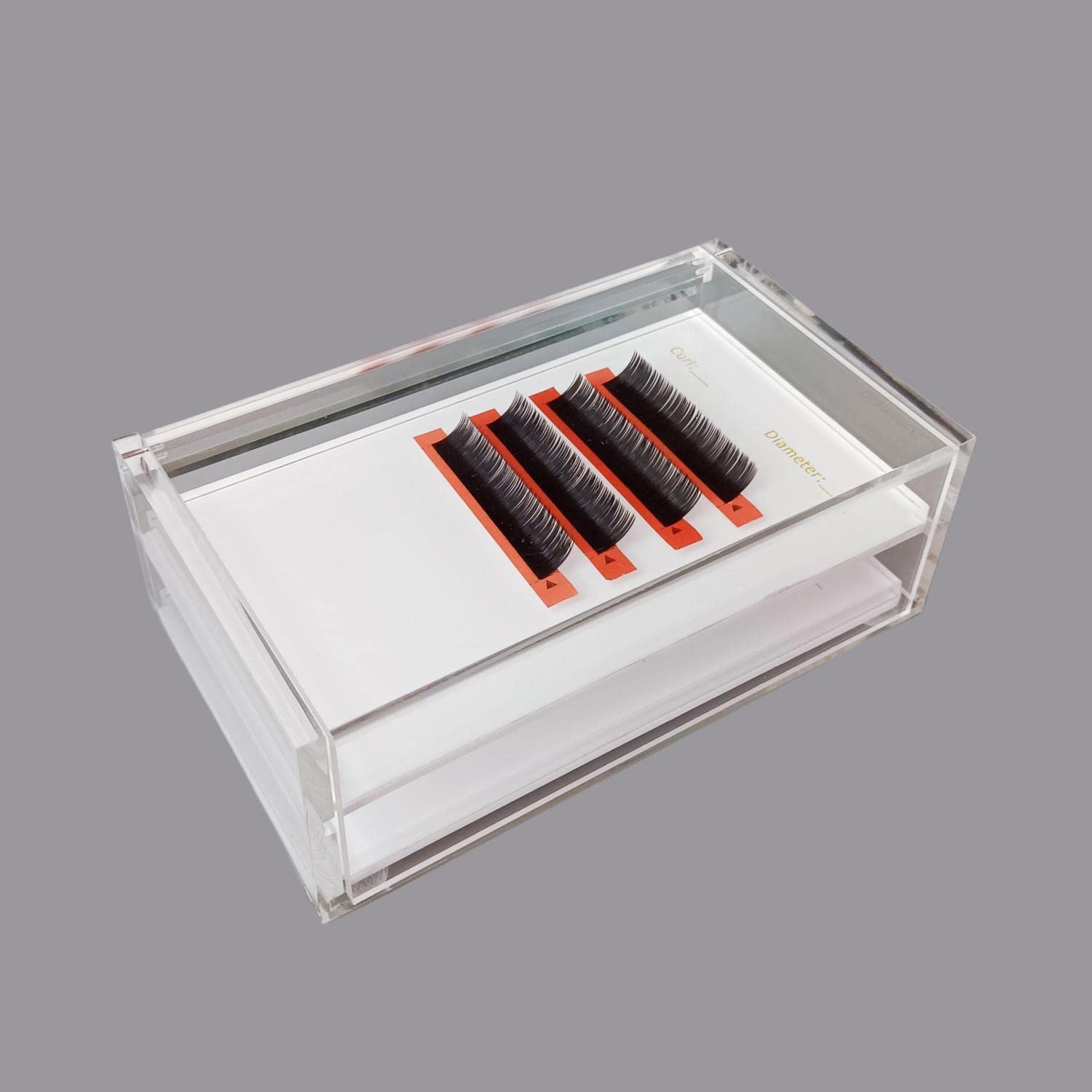 Two Layers Eyelash Grafting Pallet with Cover, Dust-proof Acrylic Lash Tile holder, Eyelash Extensions Storage Gasket Pads 2 Tiers for Beginners Beauty Artist Salon (White)-FemmiqueWomen