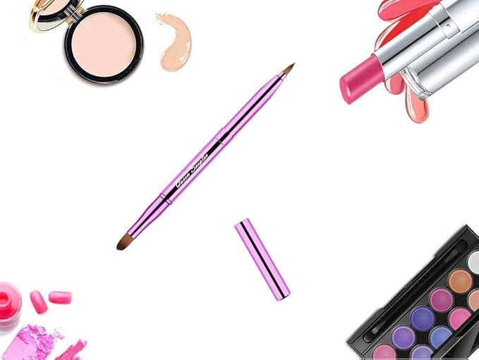 Cosmetic Brushes Lip Eye Double Sided Makeup Brush with Cap for Travel Retractable Lip Brush Eyebrow Brush Concealer Brush For Lipstick Portable Purple-FemmiqueWomen