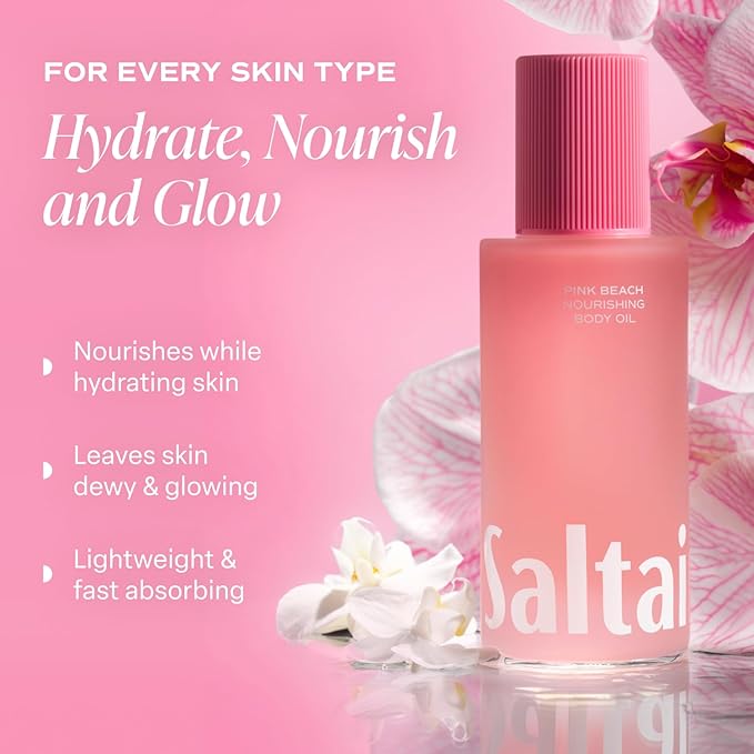 Saltair Body Oil. Luxurious Pink Beach After Shower and Bath Oil Moisturizer for Women. Botanical, Non-Greasy, and Well-Absorbing Lotion for Hydrating Dry Skin. 4oz Pump Bottle-FemmiqueWomen