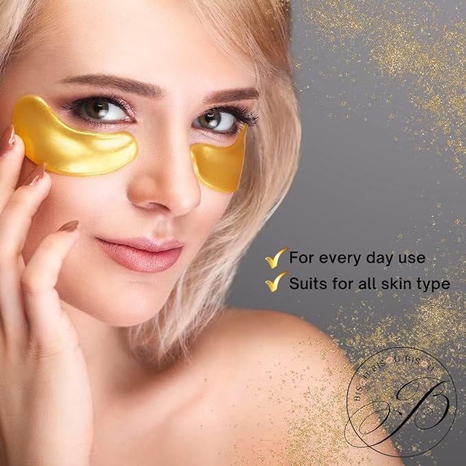 32 Pairs 24K Gold Under Eye Patches with 4 pieces of Lip Mask, Anti-Aging Eye Mask, Under Eye Mask Dark Circles and Puffiness, Wrinkles Patches with Hydrogel, Collagen Eye Pad-FemmiqueWomen