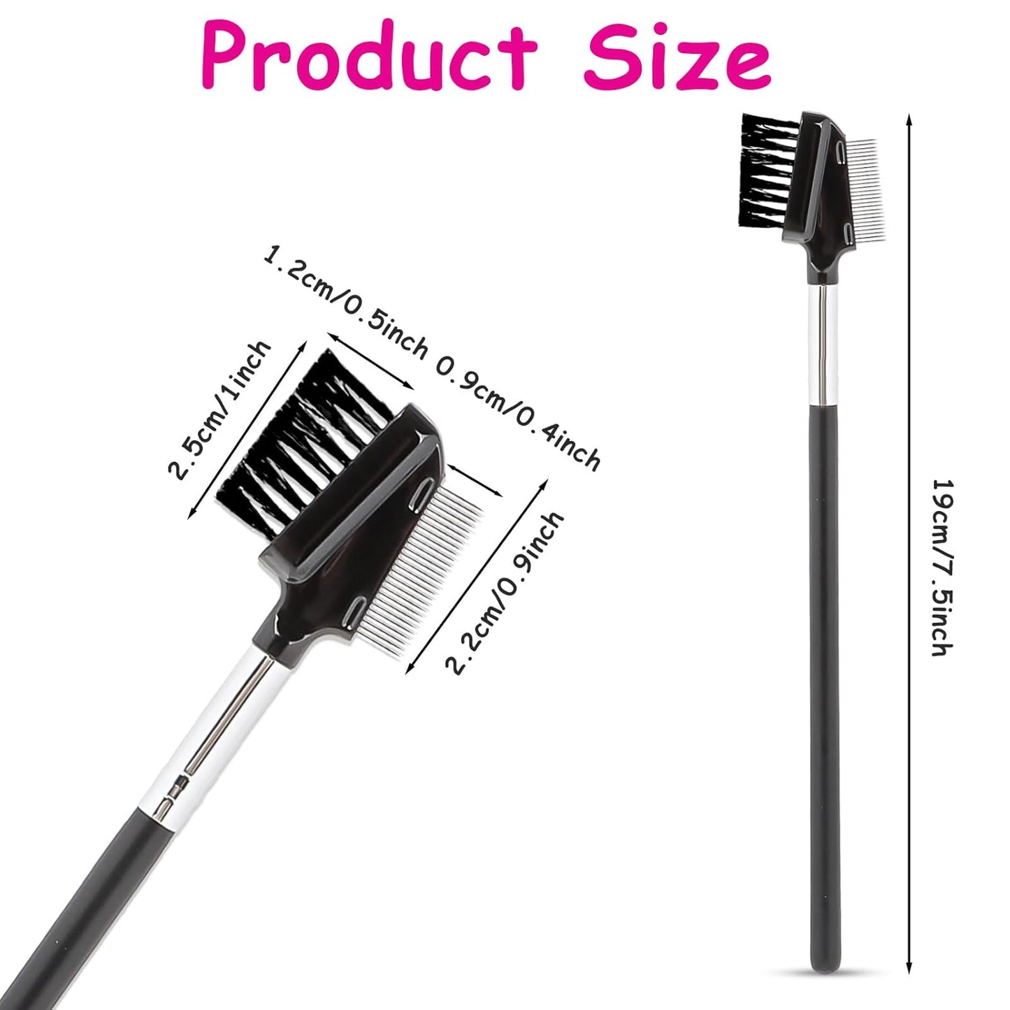 Metal Eyelash Comb Separator Eye Brow Brush Comb Resuable Double-Sided Eyebrow Brush Eye Brow Makeup Brushes Eyes Lash Combs for Eyelashes Extension (Nylon)-FemmiqueWomen