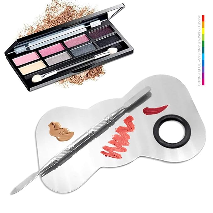 2 Pack Professional Makeup Palette, 2 Types Pro Lady Stainless Steel Cosmetic Artist Spatula with Spatula Tool for Mixing Foundation-FemmiqueWomen