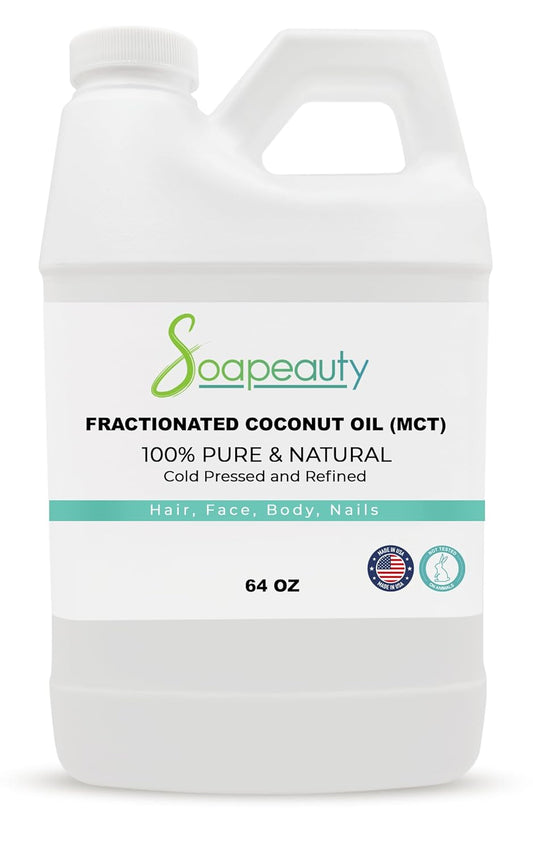 Soapeauty FRACTIONATED Coconut Oil Cold Pressed Refined | 100% Natural Available in Bulk | Carrier for Essential Oils, Face, Skin, Hair Moisturizer, Soap Making | 64 fl oz-FemmiqueWomen