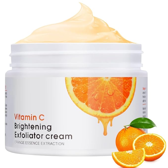 Vitamin C Face Scrub Face Exfoliator Cream Brightening Facial Scrub Exfoliating Facial Wash Microdermabrasion Facial Scrub, Gently Exfoliate Dirt and Dead Skin Cells, Improve Dark Spot, 140g/5oz-FemmiqueWomen