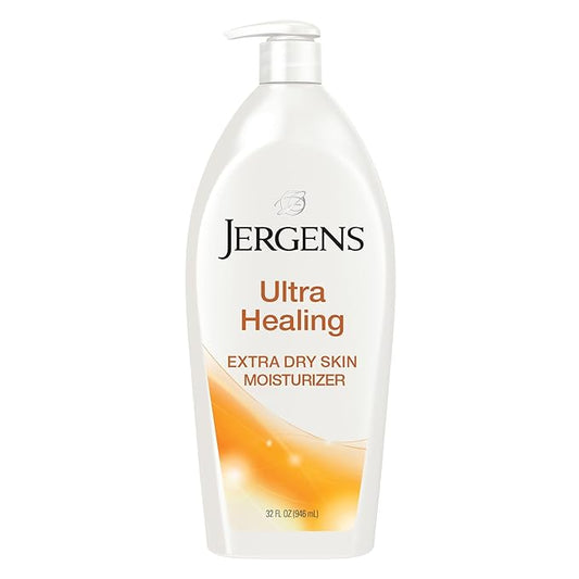 Jergens Ultra Healing Dry Skin Lotion, Hand and Body Moisturizer for Quick Absorption into Extra Dry Skin with Hydralucence Blend, Vitamins C, E and B5, White, 32oz-FemmiqueWomen