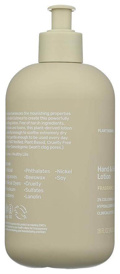 Vitasana Hydrating Hand & Body Lotion, 16 oz – Fragrance‑Free, 99% Plant‑Derived with 2% Colloidal Oatmeal, EWG Verified, Hypoallergenic, Paraben‑Free, Sulfate‑Free, Cruelty‑Free-FemmiqueWomen