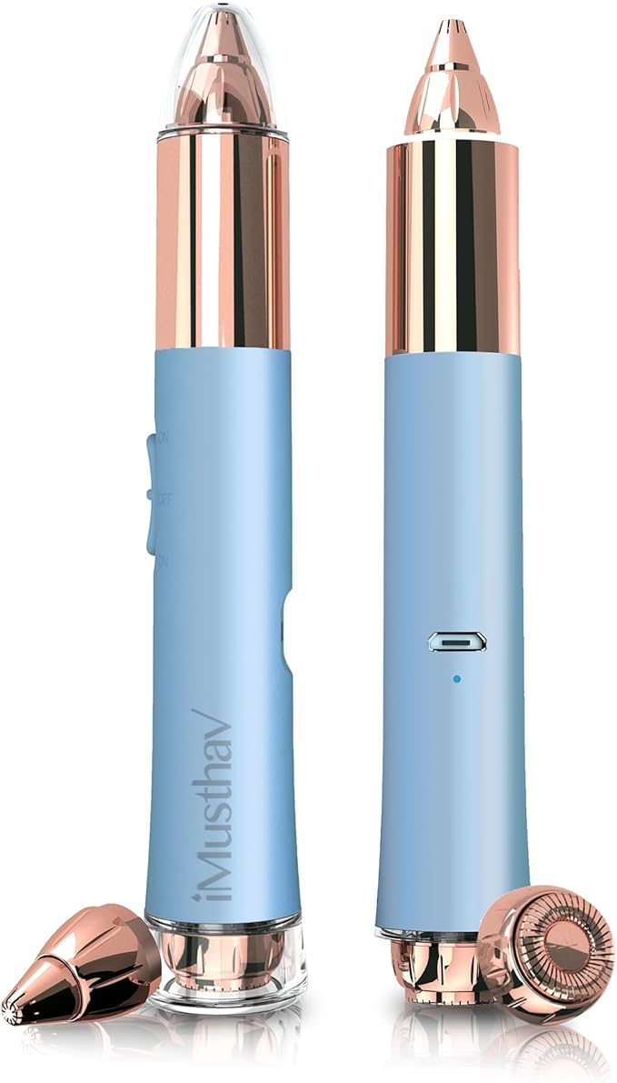 2 in 1 Flawless Eyebrow and Facial Hair Remover for Women Painless Electric Razor Epilator Trimmer Shaver with 18K Gold-Plated, USB Rechargeable, 360° LED for Eyebrow and Face Hair Removal-FemmiqueWomen