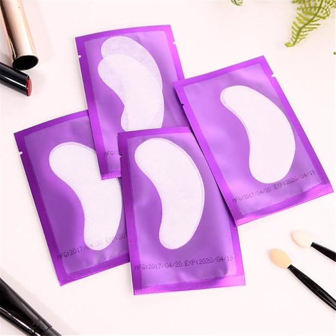 100 Pairs Set，Eye Gel Patches,Under Eye Pads Lint Free Lash Extension Eye Gel Patches for Eyelash Extension (purple)-FemmiqueWomen