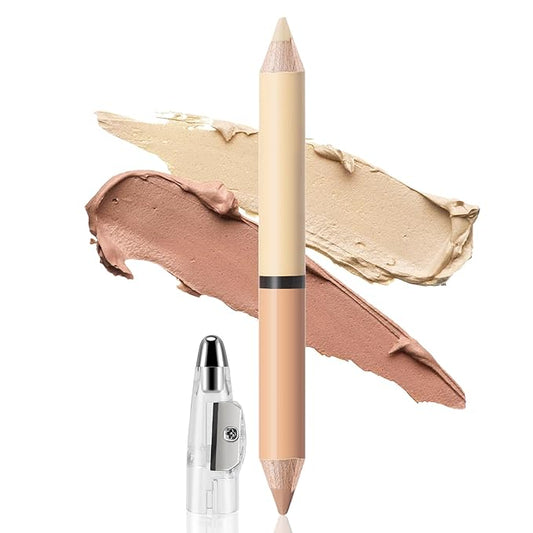 2 in 1 Cream Bronzer and Highlighter Stick,Cream Dual-Ended Highlight Contour Stick,Long Lasting & Waterproof Face Brighten Make up Pen-FemmiqueWomen