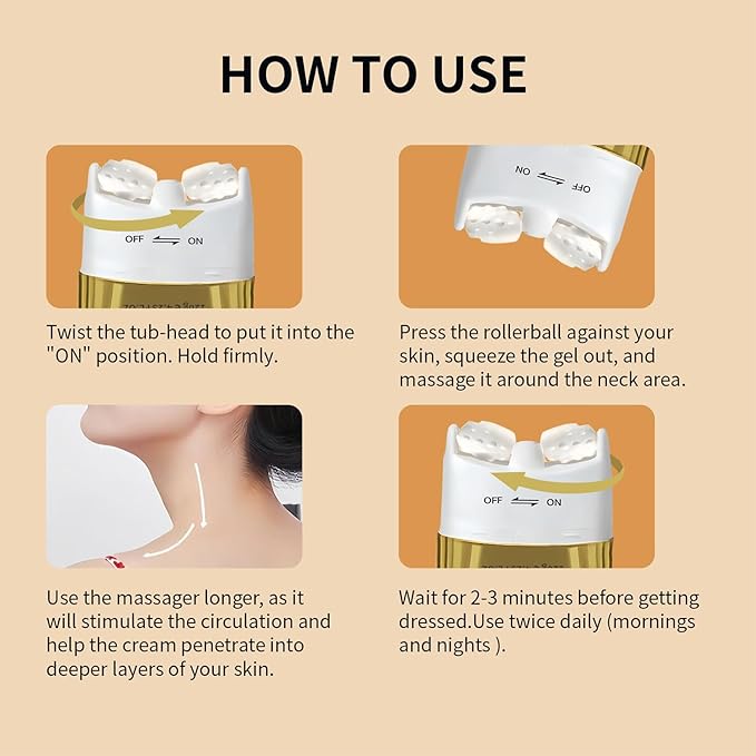 AH-8 Firming Neck Cream with Roller, Tightening & Lifting Cream for Sagging Skin, Contains Hexapeptide, Moisturizing for Face & Body Skin Tightening Cream-FemmiqueWomen
