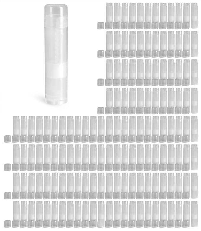 144 Natural Plastic Empty Lip Balm Tubes with Natural Friction Fit Caps by SKS Bottle & Packaging, 0.15 oz tubes - Bulk Lip Balm Containers for DIY Lip Care, Lip Balm Making, and Lip Balm Crafting-FemmiqueWomen