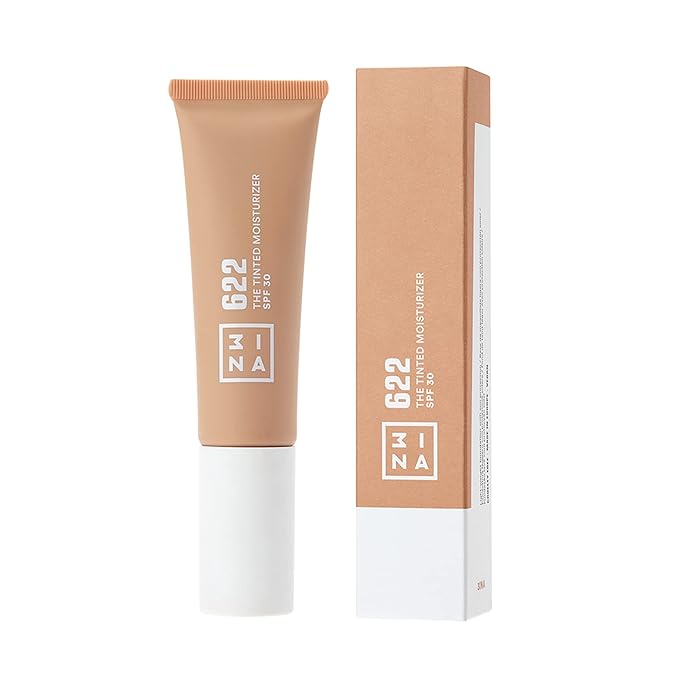 3INA 622 Tinted Moisturizer for Face with SPF 30 - Dark Sand - BB Cream with Light to Medium Coverage - Hyaluronic Acid Moisturizer for All Skin Tones - Vegan, Cruelty and Paraben Free Make Up - 1 oz-FemmiqueWomen