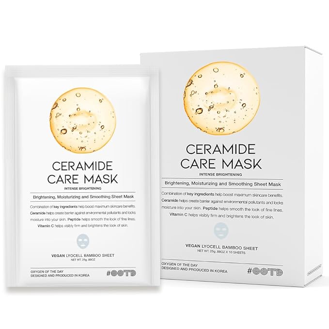 #OOTD Ceramide Brightening Sheet Mask For Face, Moisturizing, Anti Aging Ceramide, Peptide, Vitamin C, EVE Vegan 10EA-FemmiqueWomen