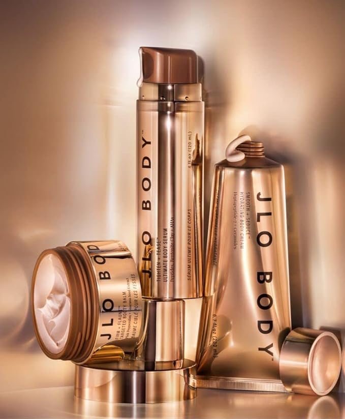 JLO BEAUTY The Ultimate Body Trio | Includes 4.2 fl oz Booty Balm, 4 fl oz Body Serum & 6.7 fl oz Body Cream | Brightens, & Firms for Smooth Skin-FemmiqueWomen