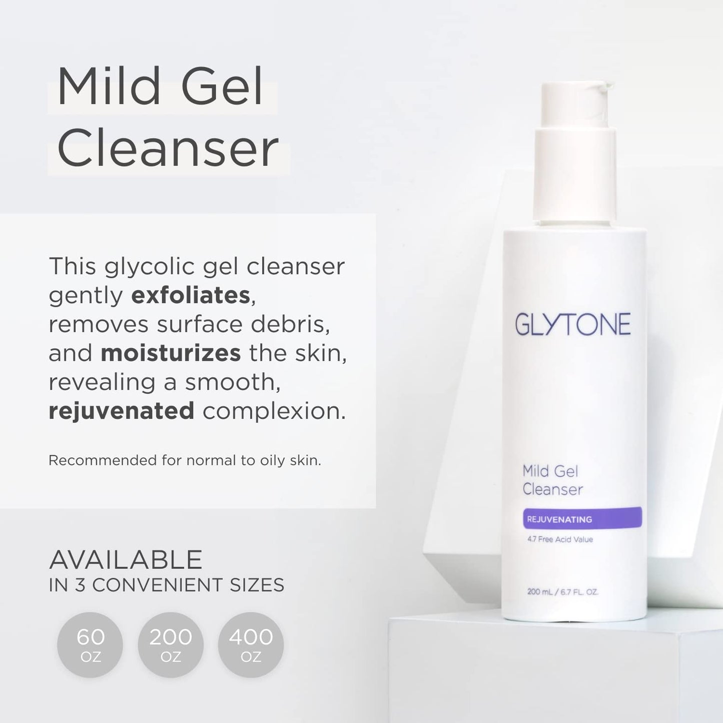 Glytone Mild Gel Exfoliating Cleanser, Pure Glycolic Acid Face Wash for Moisturizing & Rejuvenating Skin, Vegan & Fragrance-Free Face Exfoliator Scrub for All Skin Types, 13.5 fl. Oz.-FemmiqueWomen