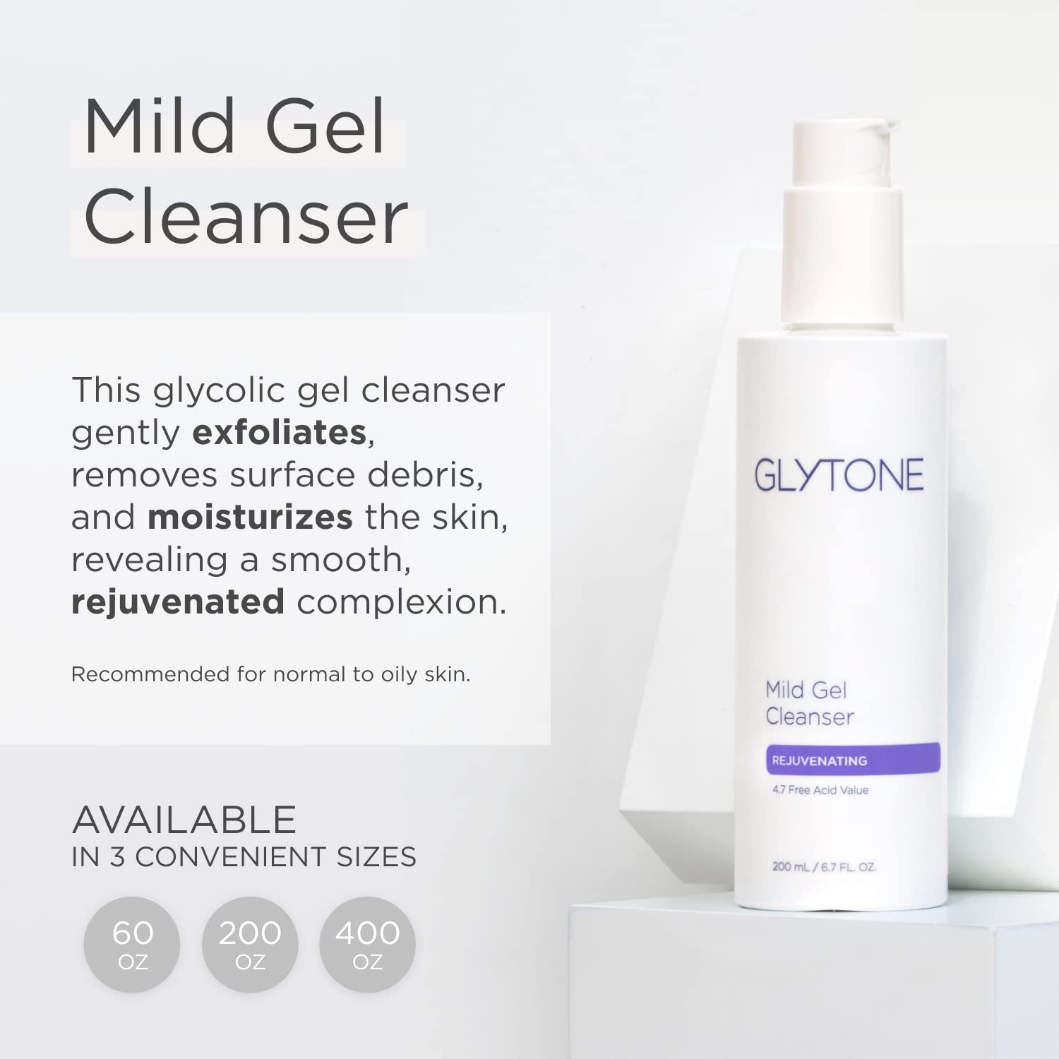 Glytone Mild Gel Exfoliating Cleanser, Pure Glycolic Acid Face Wash for Moisturizing & Rejuvenating Skin, Vegan & Fragrance-Free Face Exfoliator Scrub for All Skin Types, 13.5 fl. Oz.-FemmiqueWomen
