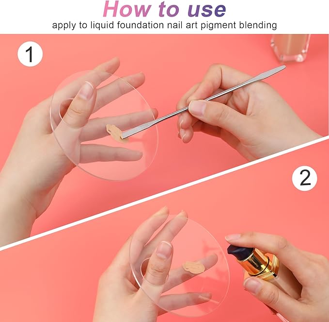 2 Pcs Makeup Palette Tray Clear Makeup Mixing Tray Cosmetic Palette Acrylic with 2 Pcs Spatula Tool Foundation Mixing Palette Cosmetic Palette for Mixing for Nail Art Foundation Shadow-FemmiqueWomen