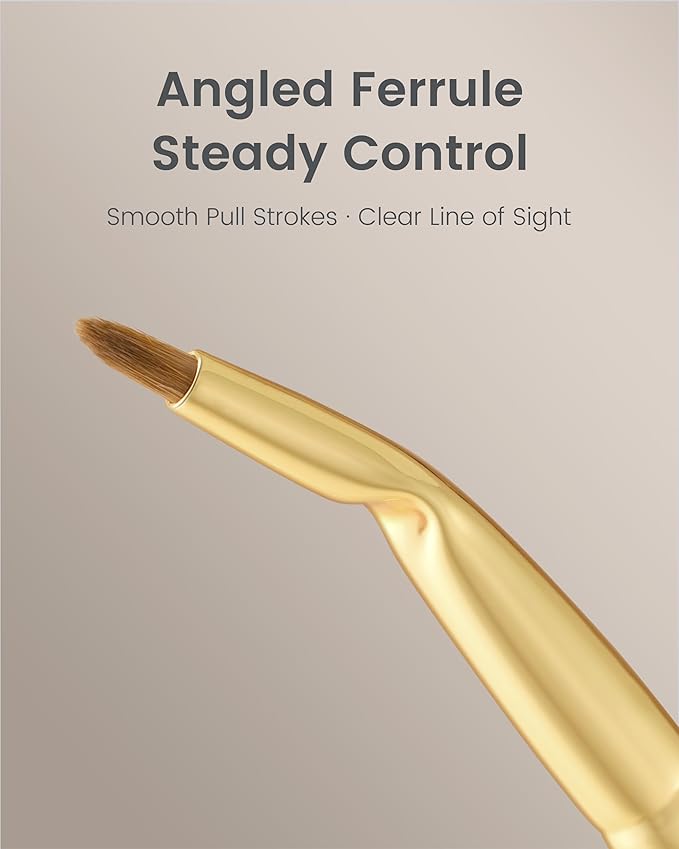 Desert Oak Series Bent Eyeliner Brush - 30° Angled Kolinsky Sable for Sharp Lines & Brows, Luxury Bubinga Handle (CM 177)-FemmiqueWomen