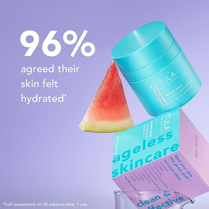 TULA Skin Care Beauty Sleep Overnight Repair Treatment - Anti-Aging, Night Cream, Contains Natural Peptides, AHAs, Retinol, Vitamin C to Reduce the Appearance of Lines and Dull Tone, 1.7 oz.-FemmiqueWomen