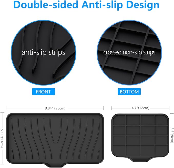 3-Pack Silicone Soap Dish, Sponge Holder for Sink, Kitchen Soap Tray, Bathroom Soap Holder, Sponge Tray with Drain (Black)-FemmiqueWomen