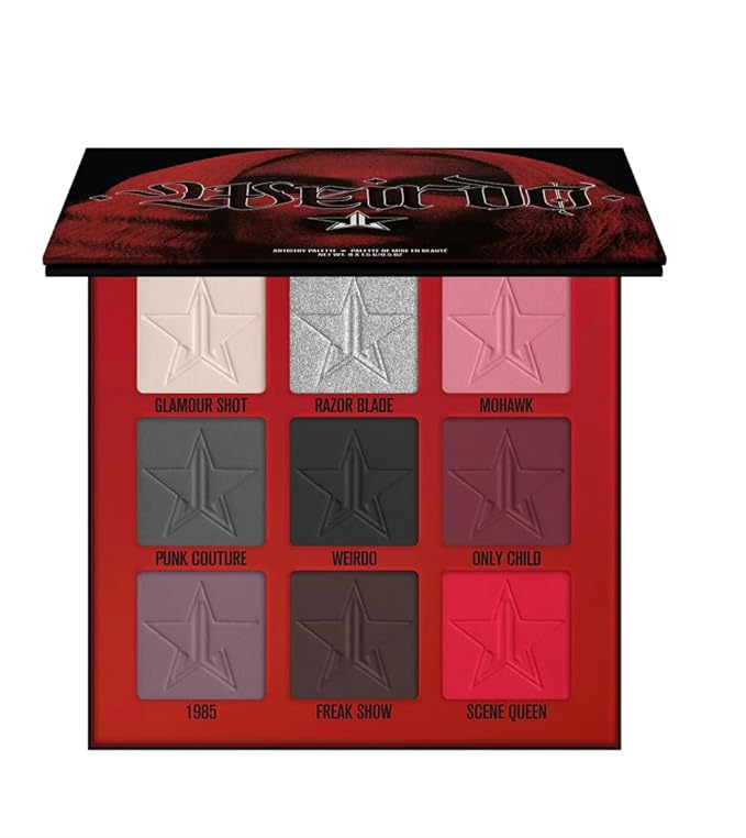 Jeffree Star Cosmetics Weirdo Mini Palette + Mini Controversy & Black Jeffree Star Approved Mascara Bundle of 3, Red-FemmiqueWomen