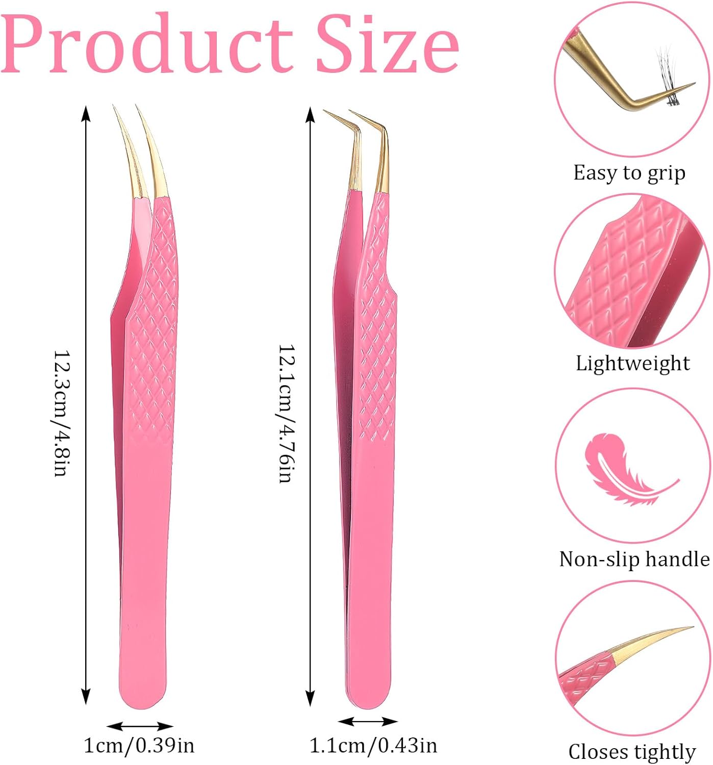 2pcs Lash Cluster Tweezers for Eyelash Extensions Straight and Curved Volume Lash Tweezers Set Lashes Cluster Tweezer for Volume Lashes Extensions, Crafting, Girls Women Beginners-FemmiqueWomen