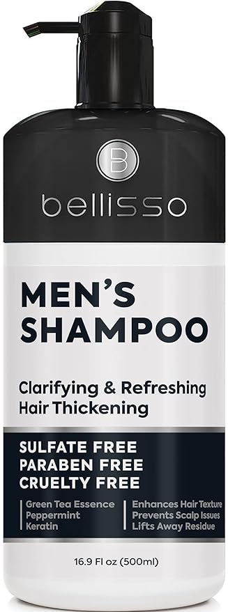 Shampoo for Men - Tea Tree Oil and Peppermint - Sulfate Free, Paraben Free - Clarifying, Refreshing, Volumizing & Moisturizing Hair Thickening Formula - Ideal for Oily Hair, Dry Scalps and Build Up-FemmiqueWomen