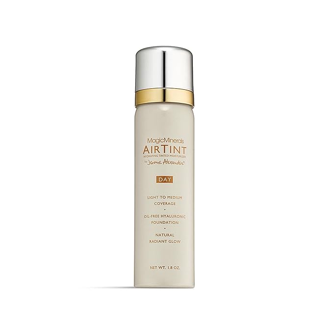 Jerome Alexander MagicMinerals AirTint Tinted Moisturizer AirBrush Spray Light Shade | Tinted Moisturizer Spray with Anti-Aging Ingredients | Warm Bright-FemmiqueWomen