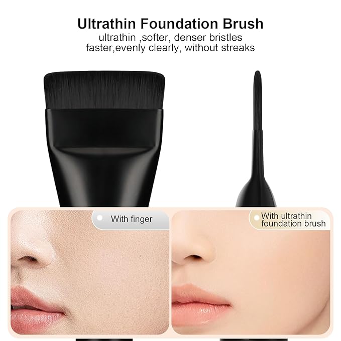 Flat Foundation Brush,Korean Makeup Brush Spatula Facial Brush for Liquid Foundation,Premium Face Makeup Brush for Blending Cream (Black)-FemmiqueWomen