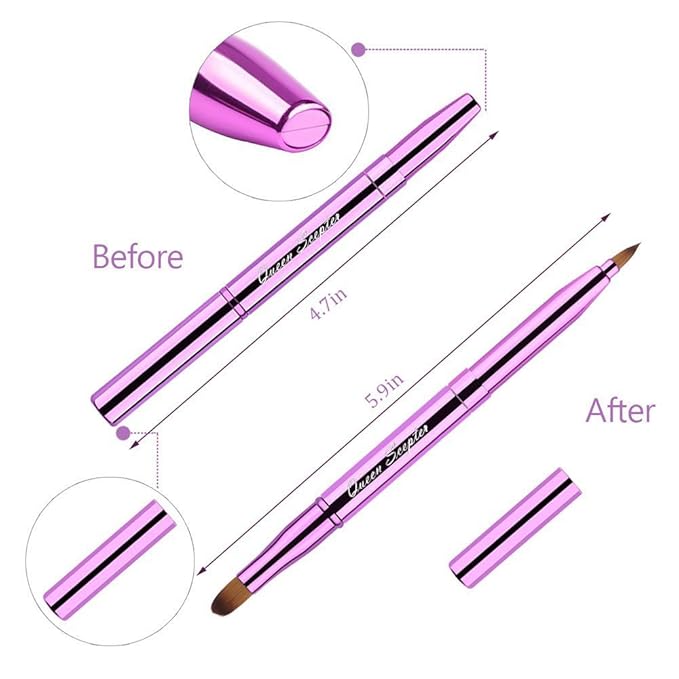 Retractable Dual End Lip Brush Concealer Brush with Cap, Lipstick Eyeshadow Foundation Makeup Brushes Gold, Black, Purple-FemmiqueWomen