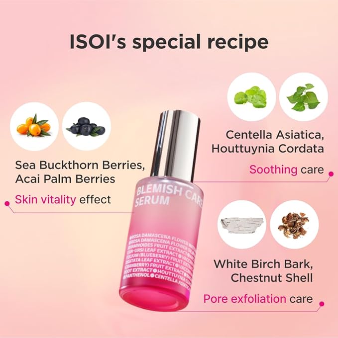 ISOI Blemish Care Up Serum Gift Set, Korean Skin Care for Hydration & Radiance – Full Size or 5-Step Travel Kit Options (5-Step Special Kit (1.77 fl.oz))-FemmiqueWomen