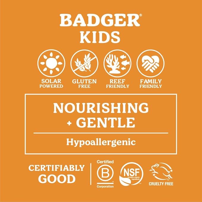 Badger Kids Mineral Sunscreen Cream SPF 40, 98% Organic Ingredients, Zinc Oxide Sunscreen for Kids Face & Body, Water Resistant, Reef Friendly, Hawaii Approved Broad Spectrum Sunblock, 2.9 fl oz-FemmiqueWomen