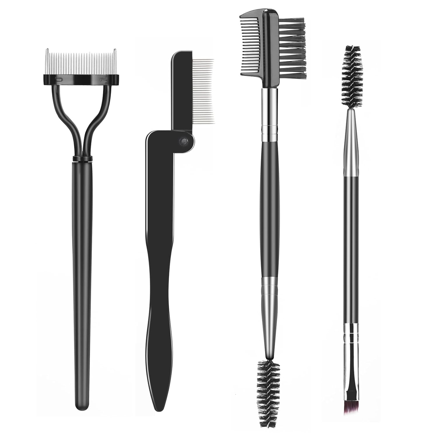 Eyelash Comb Lash Separator Tool Brow Brush & Lash Spoolie Professional Eye Makeup Tools (4 Pieces Set)-FemmiqueWomen