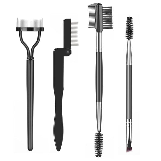 Eyelash Comb Lash Separator Tool Brow Brush & Lash Spoolie Professional Eye Makeup Tools (4 Pieces Set)-FemmiqueWomen