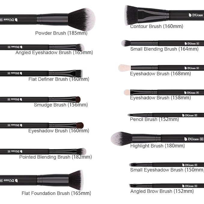 DUcare Makeup Brushes 15Pcs Premium Synthetic Kabuki Makeup Brush Set, Professional Foundation Concealers Powder Blush Blending Face Eye Shadows Black Brush Sets-FemmiqueWomen