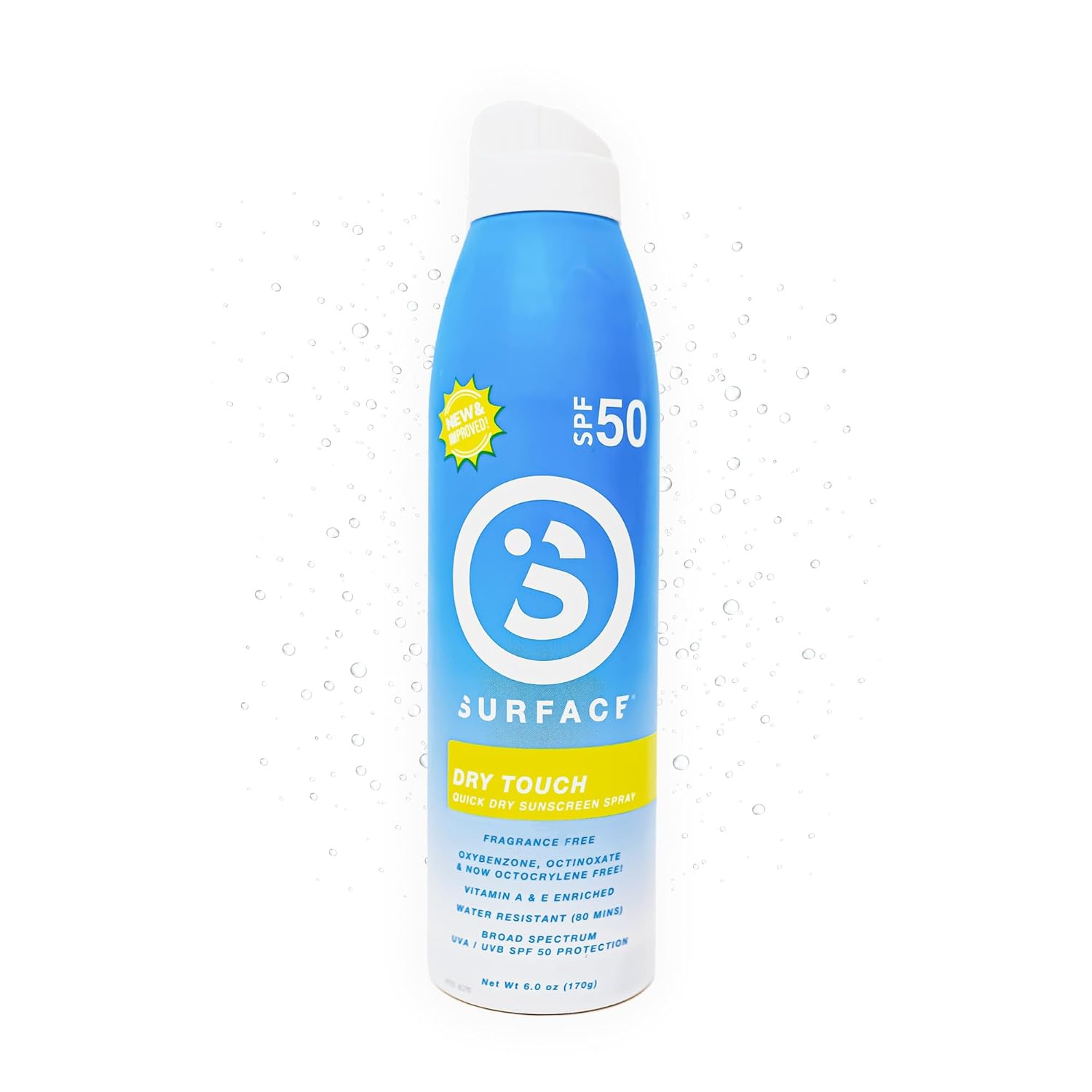 Surface Sunscreen Spray SPF 50 for Body, Natural Formula, Lightweight and Reef Friendly, Broad Spectrum UVA UVB Protection, Water Resistant Sun Care for Outdoor Use, Fragrance Free, 6oz-FemmiqueWomen