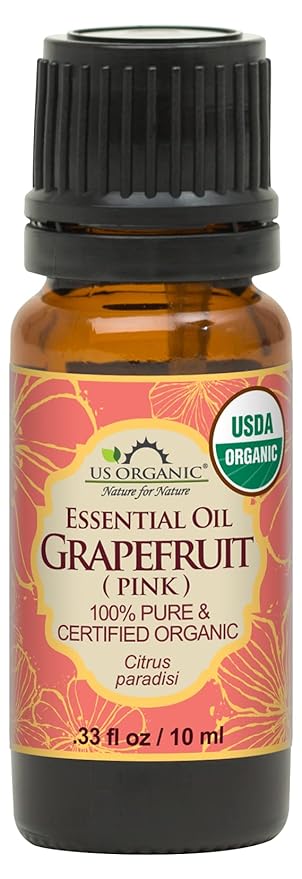 US Organic Grapefruit Pink Essential Oil, USDA Certified Organic, Cold Pressed, 100% Pure, for Face, Hair, Skin, Aromatherapy, and More (10 ml)-FemmiqueWomen