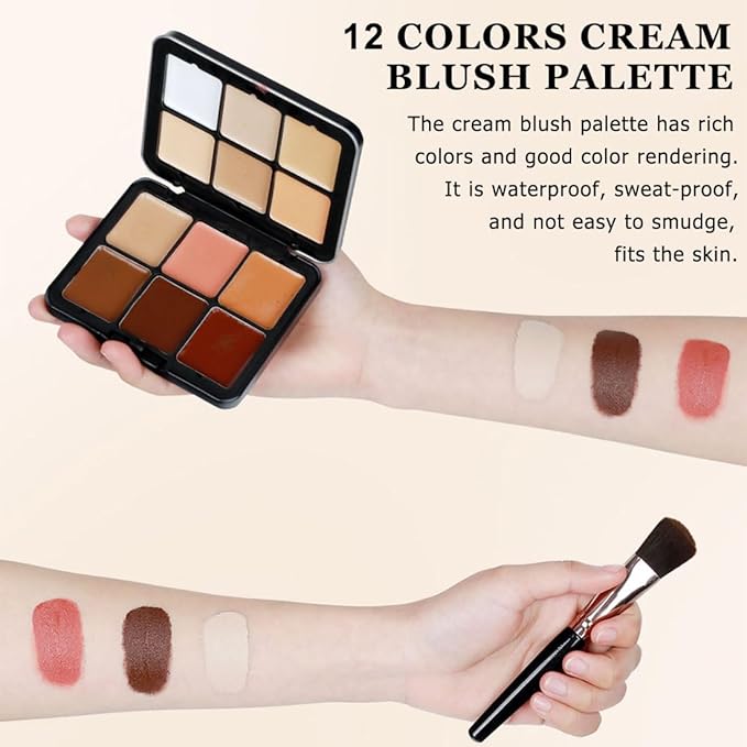 12 Colors Cream Concealer Palette, Long Lasting Full Coverage Correcting Concealer Palette Foundation Camouflage Makeup Contour Palette for or Under Eye Dark Circles, Acne Marks, Facial Spots-FemmiqueWomen