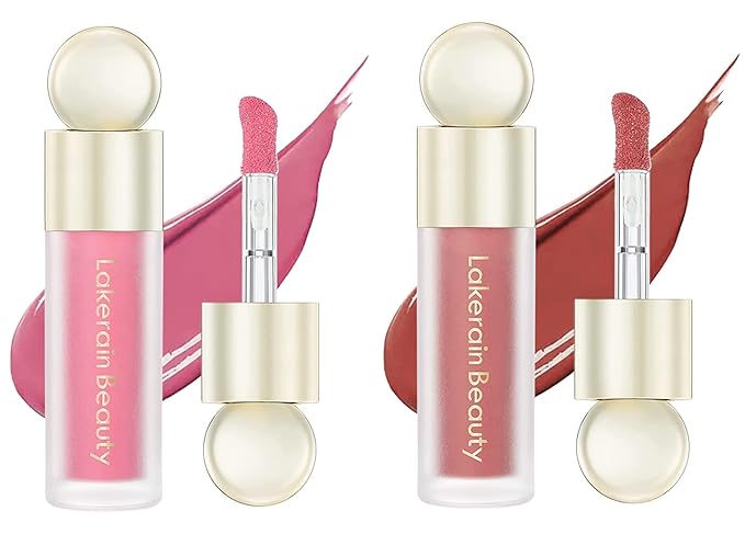 2 Colors Liquid Blush,Soft Cream Face Blush, Dewy Cheek Tint, Long Lasting Natural Matte Finish Looking,Moisturizing Lightweight Blendable Feel (02-HAPPY / 04 - LOVE)-FemmiqueWomen