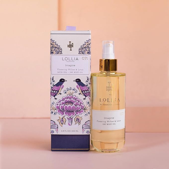 LOLLIA Imagine Dry Body Oil, 6.8 Fl. Oz. – Flowering Willow & Lotus – Women’s, Scented, Moisturizing, Dry Body Oil for Women, For All Skin Types-FemmiqueWomen