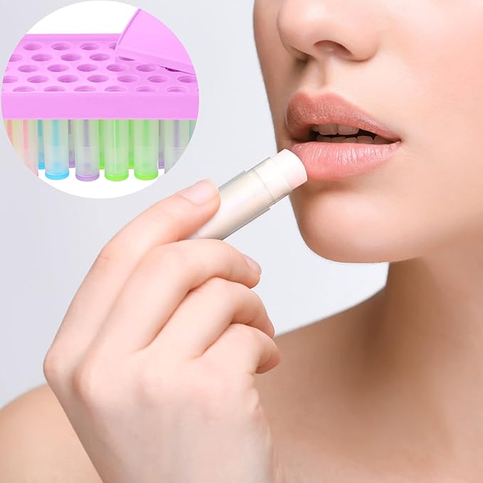 2 Sets Lip Balm Tray and Spatula Set Portable lipstick Holder Lip Balm Containers Lip Gloss Making Kit (Purple)-FemmiqueWomen