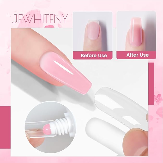 JEWHITENY Poly Extension Gel Nail Set Clear White Pink Poly Nail Gel With Base Coat Top Coat for Finger Art and Home DIY French Manicure Need U V Lamp Curing-FemmiqueWomen