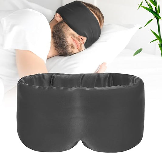 100% Handmade Bamboo Sleeping Eye Mask for Women for Men,Night Masks,Organic Sleep Mask,Blockout Eye Mask for Sleeping,Large Size Adjustable (1 PC, Dark Grey)-FemmiqueWomen