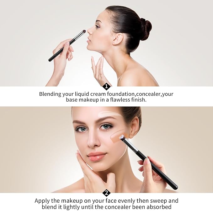 EIGSHOW Angled Concealer Brush Under Eye for Covering Sun Spots Acne Blemishes Concealing Contouring Setting with Liquid Cream (E861)-FemmiqueWomen