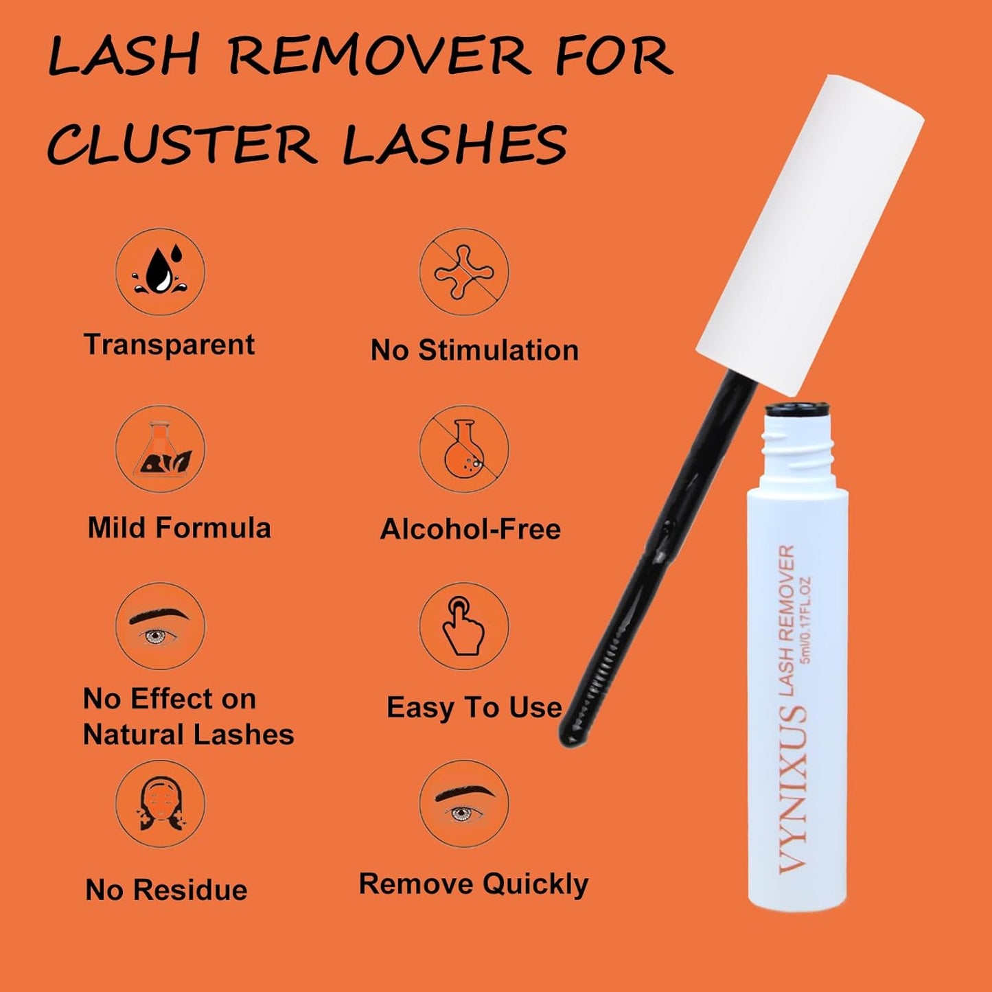 Lash Remover for Lash Extensions Cluster Lash Glue Remover VYNIXUS DIY Eyelash Extension Remover Individual Lash Extension Remover 5ML Eyelash Glue Remover Lash Cluster Remover-FemmiqueWomen
