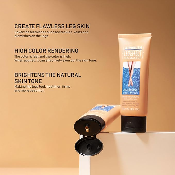 118ml Leg Makeup Lotion, Leg Body Makeup, Airbrush Legs, Body Makeup Waterproof Long Lasting Full Coverage Lightweight Leg Body Cosmetic for Wedding (3#)-FemmiqueWomen