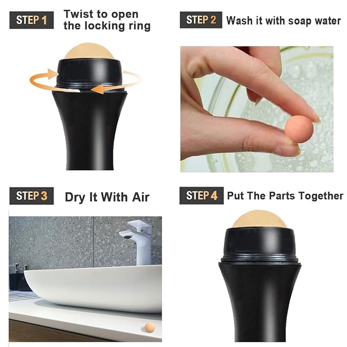 103 PCS Volcanic Roller Oily Skin Oil Control On The Go Volcanic Face Roller Oil Absorbing Volcanic Roller with Oil Blotting Sheet Paper for Oily Skin Care Oil Control Film Tissues(Type1)-FemmiqueWomen