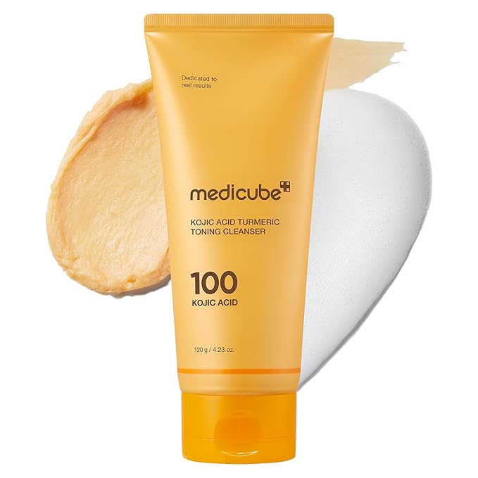 medicube Kojic Acid Turmeric Whip Cleanser | Daily Facial Cleanser for Brightening, Balancing Skin Tone & Texture | Fade Appearance of Uneven Patches & Ideal for Use After Spot Care | Korean Skincare-FemmiqueWomen